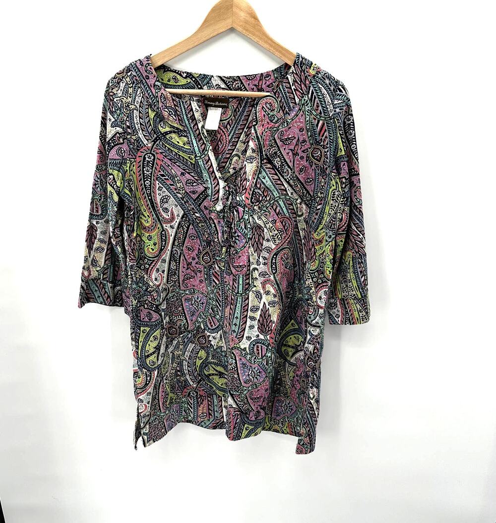 TOMMY BAHAMA Cotton Summer Swim Cover Up Paisley Tunic // XS